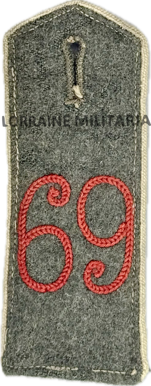 militaria : PATTE D'EPAULE MODELE 1915 DE BLUSE DU 69 IÈME REGIMENT D'INFANTERIE