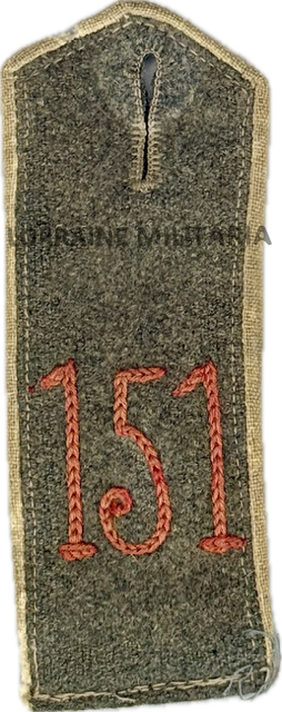 militaria : PATTE D'EPAULE MLE 1915 DE BLUSE DU 151 IÈME REGIMENT D'INFANTERIE