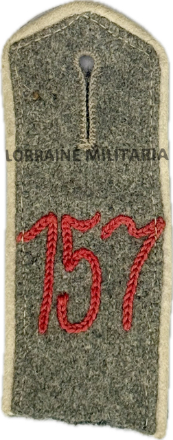 militaria : PATTE D'EPAULE MLE 1915 DE BLUSE DU 157 IÈME REGIMENT D'INFANTERIE
