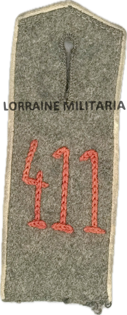 militaria : PATTE D'EPAULE MLE 1915 DE BLUSE DU 411 IÈME REGIMENT D'INFANTERIE
