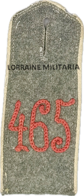 militaria : PATTE D'EPAULE MLE 1915 DE BLUSE DU 465 IÈME REGIMENT D'INFANTERIE