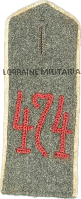 militaria : PATTE D'EPAULE MLE 1915 DE BLUSE DU 474 IÈME REGIMENT D'INFANTERIE SAXE