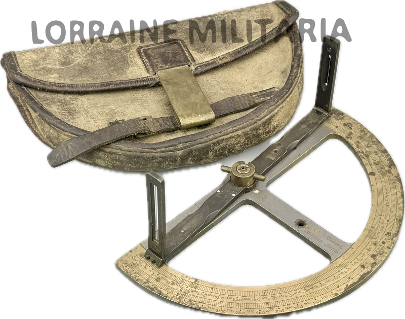 militaria : ALIDADE BRONZE ALLEMANDE POUR TOPOGRAPHIE ET ARTILLERIE AVEC ETUI DE TRANSPORT