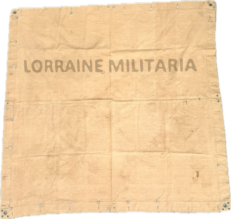 militaria : TOILE DE TENTE ALLEMANDE CACHOU 1915 DU 14 IÈME BATAILLON DE CHASSEUR