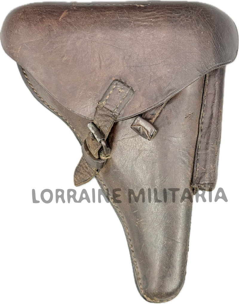militaria : ETUI CUIR ALLEMAND HOLSTER P08  FABRICANT STRASBOURG DATÉ 1917