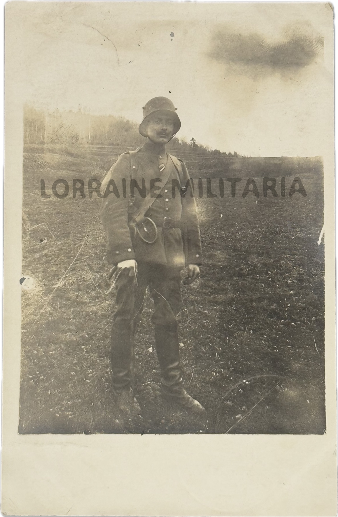 militaria : PHOTO CP SOLDAT ALLEMAND  CAVALIER DEMONTE MITRAILLEUR 1918
