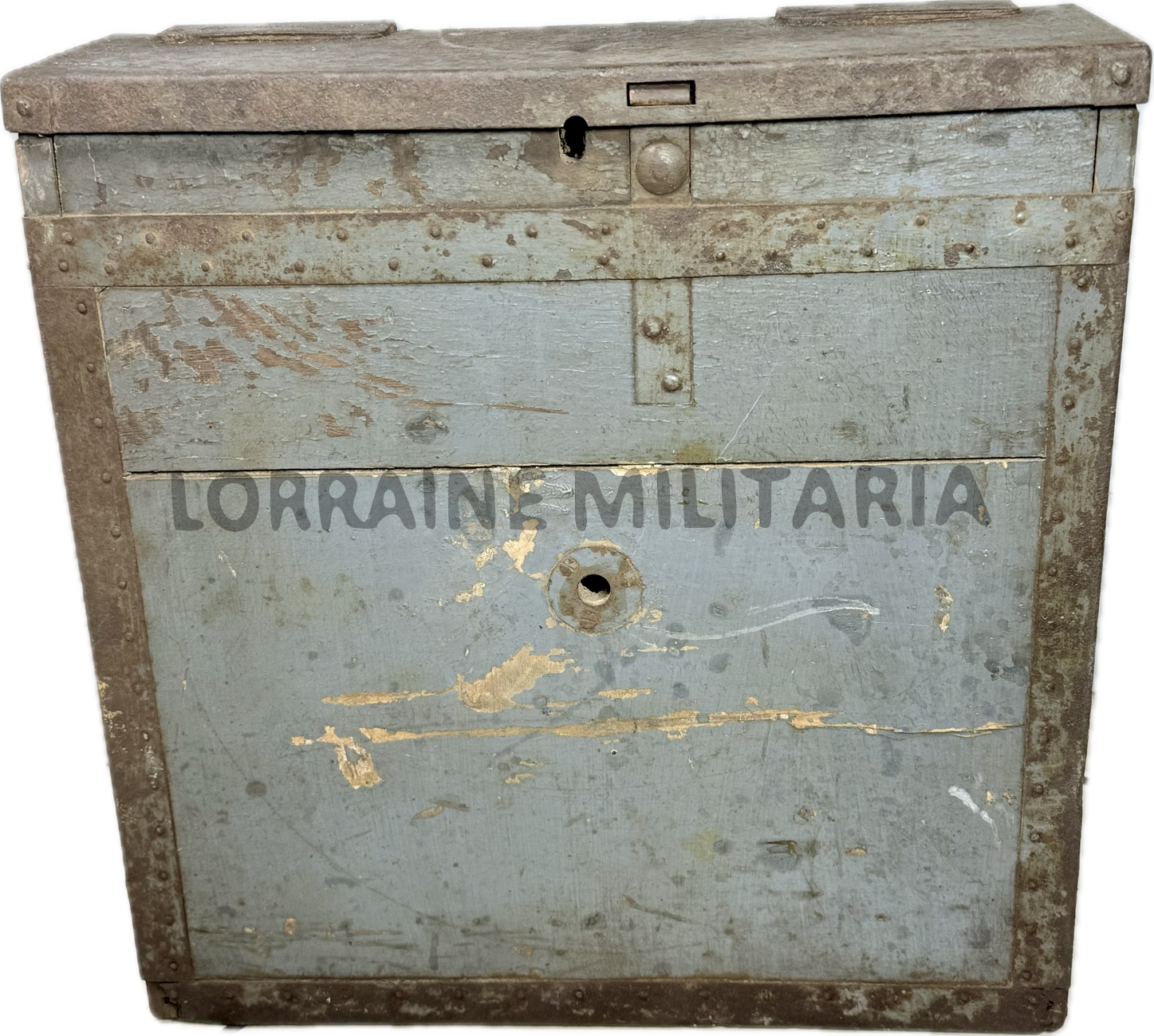 militaria : RARE CAISSE BANDE ARTICULEE MITRAILLEUSE HOTCHKISS MLE 1914 BLEU HORIZON