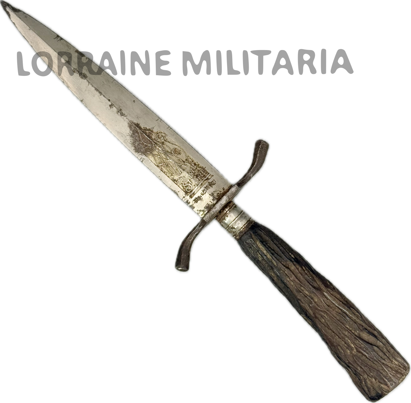 militaria : COUTEAU COMBAT ALLEMAND TYPE CHASSE LAME GRAVEE IM STURME TREU SANS FOURREAU