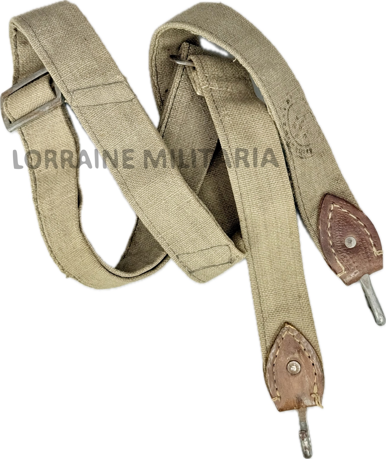 militaria : SANGLE ALLEMANDE SAC A PAIN TOILE GRISE/VERTE